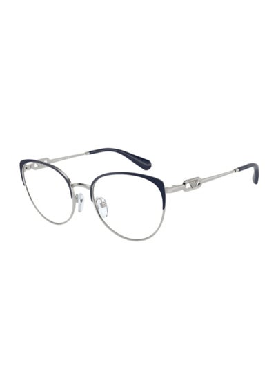 اشتري Unisex Cat Eye Shape Plastic Eyeglass Frames 3368 - Lens Size: 51 Mm - Shiney Silver And Blue في السعودية