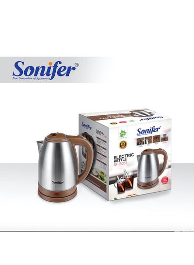 Buy Sonifer Electric Kettle 1.8L 1500W - SF-2051 1.2 kg 1500 W sf-2051 brown & silver in Egypt