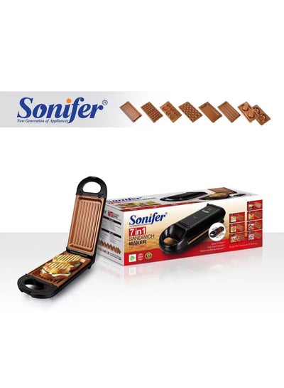 Buy Sonifer Sandwich Maker 7-in-1 800W - sf-6093 800 W sf-6093 black in Egypt