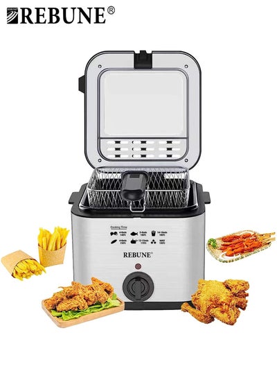 Buy 1800W Electric Deep Fryer 2.5L Tank Deep Fat Fryer 2.5 L 1800 W RE-11-048 Silver/Black in UAE