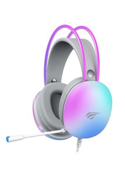 اشتري Gaming Headset Model H2037d Stereo Surround  with 50mm Customizable Drivers, Earmuffs with Detachable Mic, RGB Led Light, Adjustable Light Metal Headband with 3.5mm Speaker  and USB Port في مصر