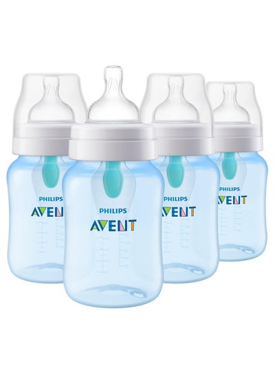 اشتري Pack Of 4 Anti Colic Bottle With Air Free Vent, 9Oz, Blue في الامارات