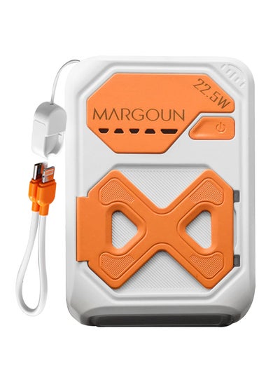 اشتري 10000 mAh Foldable AC Plug 22.5W Magnetic Wireless Power Bank Charger with Phone Holder White/Orange في الامارات