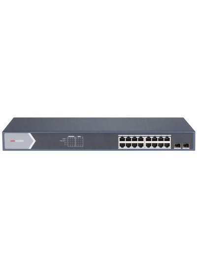 اشتري 16 Port Gigabit Smart POE Switch, 16Gigabit PoE Ports, 2Gigabit Fiber Optical Port, 300m Long Range PoE, 6KV Surge Protection, 56Gbps Switching Capacity, 250 W Max. Power Consumption, 4.1 Mbits, Metal, DS-3E1518P-SI Blue في الامارات