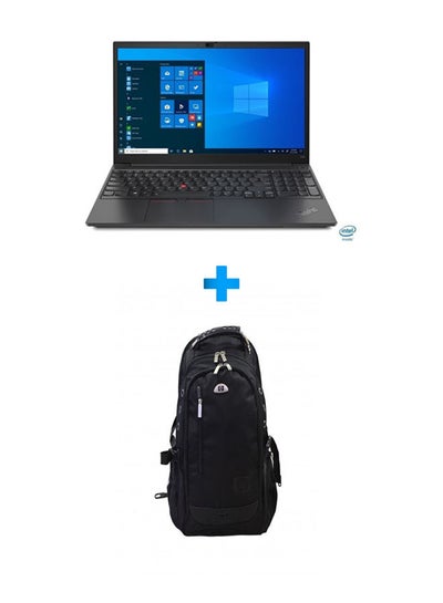 اشتري Thinkpad E15 Laptop With 15.6 Inch FHD /Core I5-1135G7 /8 GB Ram /256 GB SSD /2 GB Geforce Mx350 /Free Dos /English Black With HP Laptop Bags 1418 Backpack Black English Black في مصر