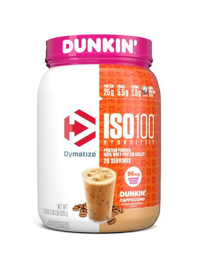 اشتري Iso100 Whey Protein Isolate 20 Servings Dunkin Cappuccino 21.8 OZ في السعودية