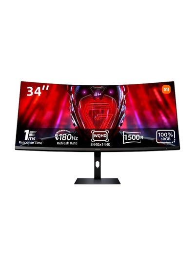 Buy 34-Inch Display Monitor Curved For Gaming G34WQI WQHD 180Hz ELA5458UK Black in Saudi Arabia