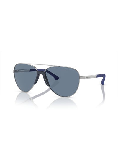 اشتري Men's Polarized Pilot Shape Metal Sunglasses 2059 - Lens Size: 61 Mm - Matte Silver في السعودية