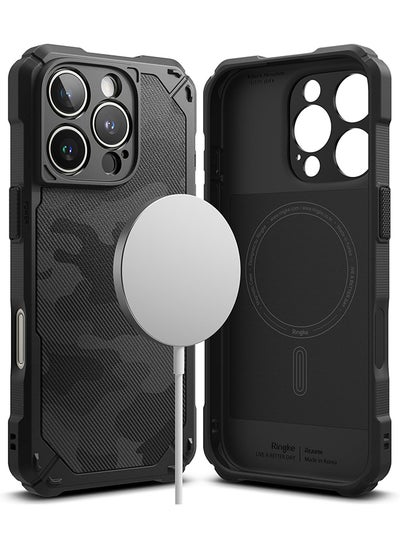 Buy Rugged Gear Magnetic For iPhone 16 Pro Max Case [For MagSafe], Prevents Oily Smudges Non-Slip Enhanced Grip Protective Phone Cover - Camo Black in UAE