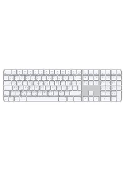 اشتري Magic Keyboard with Touch ID and Numeric Keypad for Mac models with Apple silicon (USB- C) - White Arabic (2024) - Official Stock White في الامارات