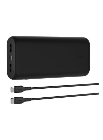 اشتري 30 mAh BoostCharge 3-Port Compact Power Bank 20K with PD 20W, Portable Charger for iPhone 16/15/14/13/12, AirPods, Samsung Galaxy, Pixel and More, Travel-Friendly Design with 12in USB-C to USB-C Cable Black في الامارات