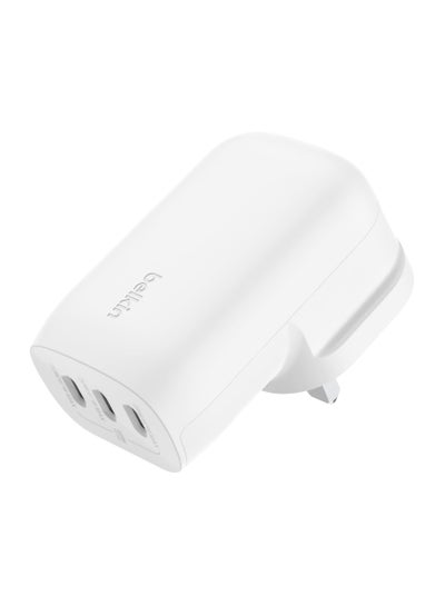 Buy BoostCharge 3-Port USB-C Wall Charger with PPS 67W, USB-C PD 3.1 Enabled Fast Charging iPhone Charger for iPhone 16 Series, MacBook Pro, AirPods, Galaxy, and Other PD Enabled Devices - White in UAE