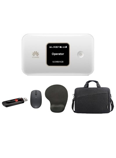 Buy Starter's Tech Essentials Bundle - Huwaei 3000.0 mAh E5785 Mobile WiFi Elite 3 + Dell WM126 Wireless Mouse + Mouse Pad With Wrist Support + Sandisk Cruzer Glide Flash Drive 128 GB + 15.6-Inch Laptop Casual Toploader Laptop Bag Black/White in UAE