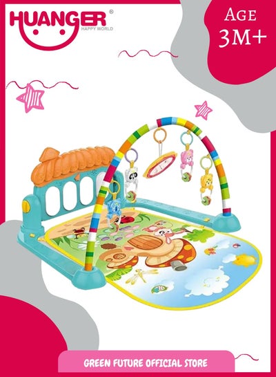 اشتري Baby Piano Playmat with Music and Hanging Toys for Newborns and Infants, Safe and Soft Mat, Promotes Motor Skills في الامارات