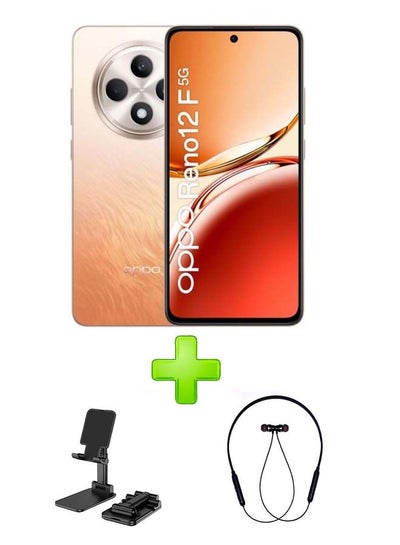 Buy OPPO RENO 12 F Dual SIM Amber Orange 12 GB RAM 256 GB 5G LTE International Version With Adjustable Desktop Stand for Phones/Tablets Black+ Bluetooth Headset Sports Black in Egypt