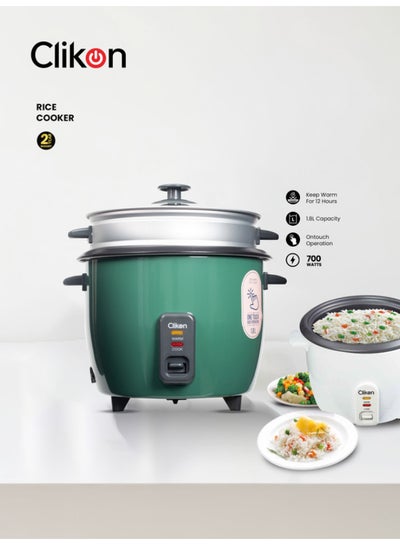 اشتري Electric Rice Cooker With Non-Stick Inner Pot 1.8 L 700 W CK2703 Green/Silver في الامارات