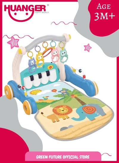 Buy Baby Playmat w/ Piano Music, 2 in 1 Hanging Toys and Walker for Newborns and Infants, Soft and Safe Playmat in UAE