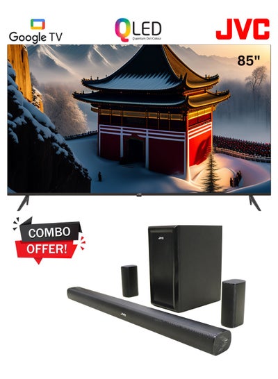 Buy 85" Edgeless 4K UHD QLED Google Tv With 5.1 CH Soundbar with Wireless Subwoofer Home Theater Combo Offer LT-85NQ7145+TH-N430B Black in UAE