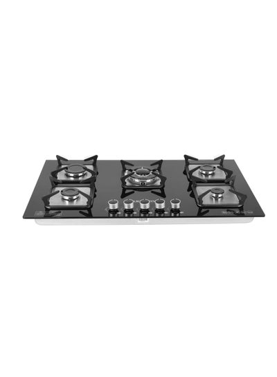 Buy 2-In-1 Built-In Gas Hob - 5 Burners, Tempered Glass Top, Stove With Sabaf Burner, Low Consumption And Improved Flow For Efficient Heating/ Pulse Ignition System, Perfect For Residential Use, Apartment, 2 Years Warranty KNGC6434 Black in UAE