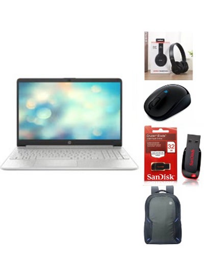 اشتري Newest 15 Laptop With 15.6-Inch Display, Celeron N4120 Processor/16GB RAM/256GB SSD/Windows 11 Best For Students + FREE Accessories + Bag + Mouse + Flash 32GB + Headset English Silver في الامارات