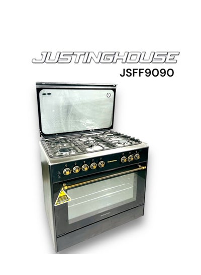 اشتري Classic gas oven JSFT9090 90x60 cm JUSTNGHOUSE ((5 burners)) heavy duty oven JSFT9090 Silver في السعودية