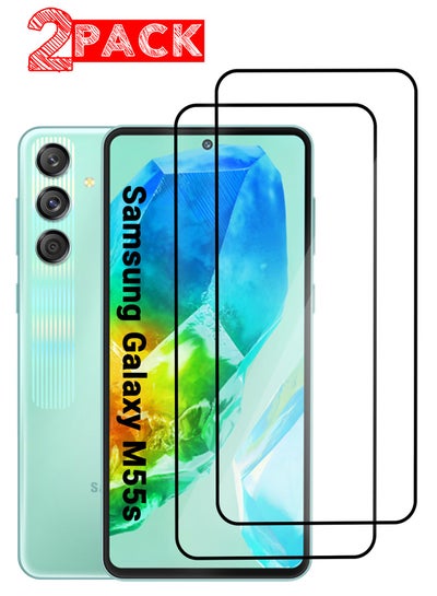 Buy (for Galaxy M55s ) 2Pack Tempered Glass Screen Protector Anti-Scratch Case Friendly HD Clear Protective Film Clear in UAE