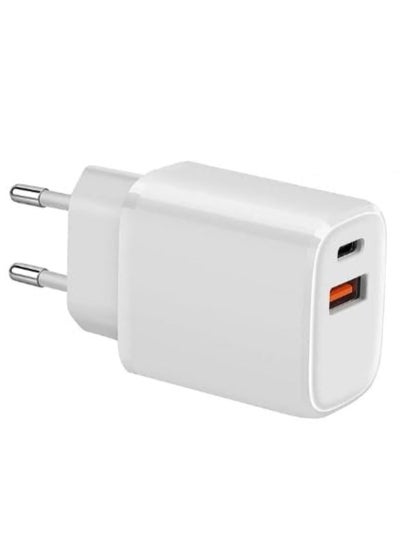 Buy 35W PD Super Fast Charger, Dual Port Charger and USB A With Type C to C Cable - White in Egypt