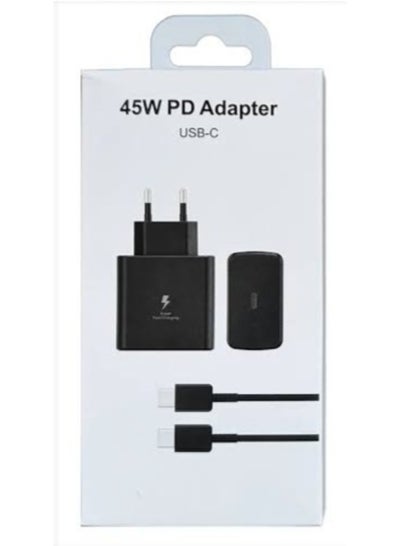 اشتري 45W PD Super Fast Charger, with Type-C to C Cable Black في مصر