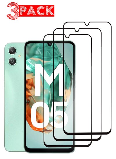 اشتري (for Samsung Galaxy M05) 3Packs Tempered Glass Screen Protector Ultra Side Black Edge to Edge Scratch Resistant and Smudge Proof Clear Side Black-3 في الامارات