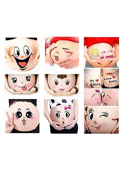 Buy Photo Booth Props For Expectant Motherspregnancy Facial Expressions Sticker Pregnant Women Baring Belly Bump Paster Unborn Baby Photographying Props(9 Sheets With Different Expressions) in UAE