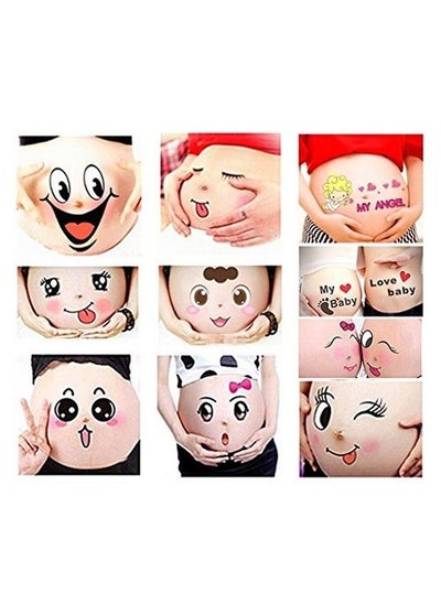 Buy Photo Booth Props For Expectant Motherspregnancy Facial Expressions Sticker Pregnant Women Baring Belly Bump Paster Unborn Baby Photographying Props(9 Sheets With Different Expressions) in UAE