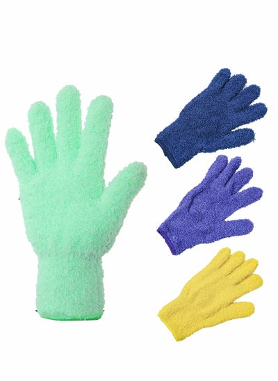 Buy 4 Pairs Microfiber Dusting Cleaning Gloves Washable Mittens for House Trucks and Cars Nice Mirrors Lamps Window in UAE