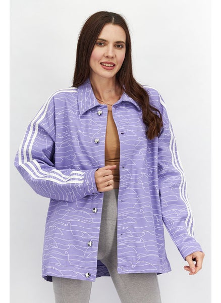 اشتري Women Sportswear Fit Long Sleeve Outdoor Jacket, Purple and White في الامارات