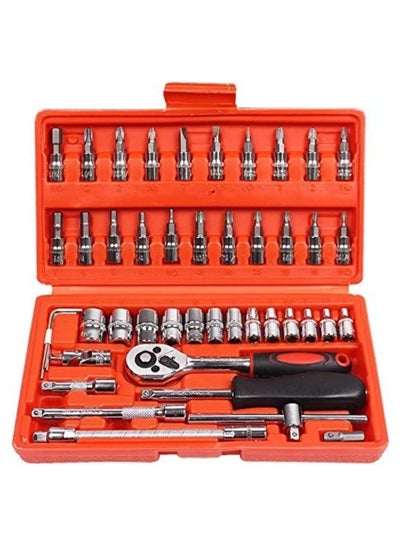 Buy Auto repair kit 46pcs 1/4-inch socket ratchet torque wrench assembly kit in Saudi Arabia