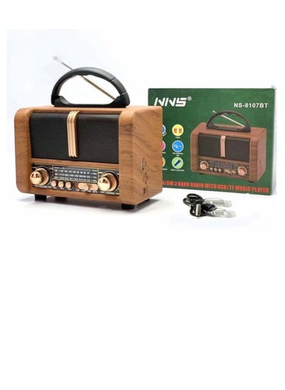 Buy Radio NS-8107BT Wireless Rechargeable Radio Fm Classsic Multicolour in Saudi Arabia