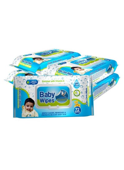 Buy Baby Wipes With Moisture Lock Flip Top Contains Aloe Vera & Vitmain E Ph Balanced With No Parabens & Chlorine (Pack Of 5 (360 Wipes)) in Saudi Arabia