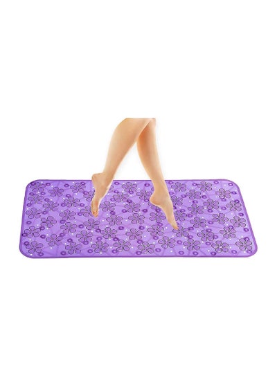 اشتري Flower Design Pvc Non Slip Bath Mat With Suction Cups 27 X 14 Purple في السعودية