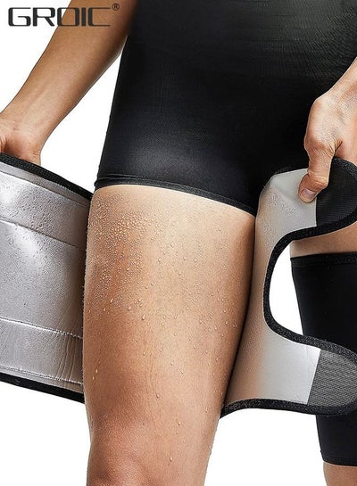 اشتري 2 PCS Thigh Compression Sleeve,Sweating Leg Support Socks Wrap Thigh Support Brace,Thigh Brace Support,Neoprene Hamstring Quad Wrap Non-Slip Upper Leg Brace,Fitness Leg Harness Belt في السعودية
