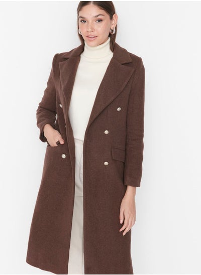 Buy Button Detail Longline Coat in UAE