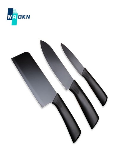 اشتري Kitchen Knife Set, 3-piece Kitchen Sharp Knife Set, Non-stick Anti-slip Stainless Steel Chef Knife Set, Fruit Knife, Suitable for Home Use في الامارات