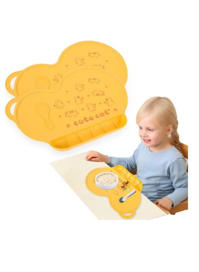 اشتري Baby Silicone Placemats for Toddlers Kids, Kids Placemats Wipeable, Food Grade Silicone Baby Place Mat, with 6 Food Catching Pockets, Nonslip Heat Resistant, for Dining Table & Restaurants (Yellow) في السعودية