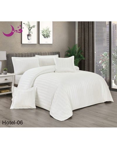 Buy 6-Piece King Size Hotel Stripe Comforter Set Off white 230 x 250 cm in Saudi Arabia