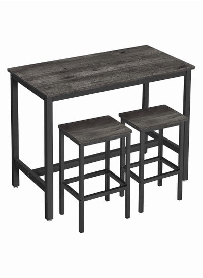 Buy Dining Table Set Bar Table and Chairs Set Kitchen Bar Height Table with Stools Set of 2, Steel Frame Industrial Style Bar Table for Kitchen Living Party Room in Saudi Arabia