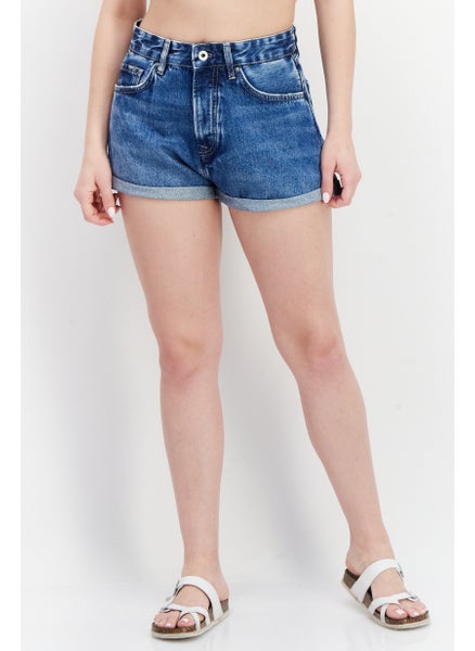 Buy Women Washed Denim Short, Blue in UAE