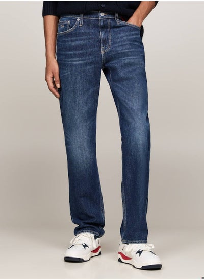 Buy Men's Ryan Embroidery Slim Straight Jeans, Blue - Cotton in Saudi Arabia