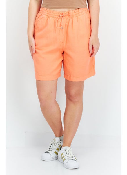 Buy Women Drawstring Embroidered Basic Shorts, Coral in UAE