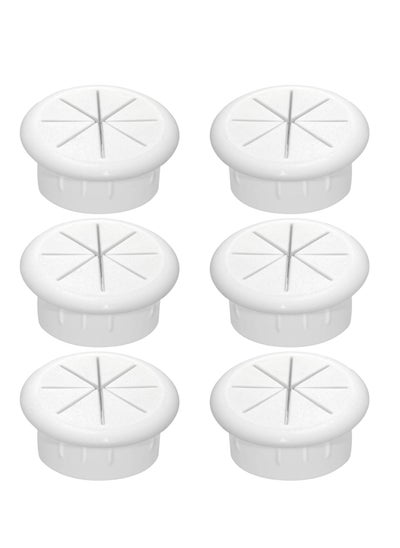 اشتري Desk Grommet 6 Pcs Flexible Cable Hole Covers with Saw Ideal Solution for Office and Home Table White 2Inch 50mm في السعودية