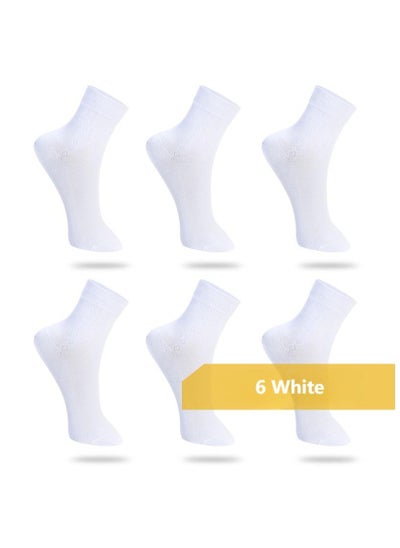 اشتري 6 Pairs Of Boxed Men's Casual Breathable Business Style Mid Length Socks في الامارات