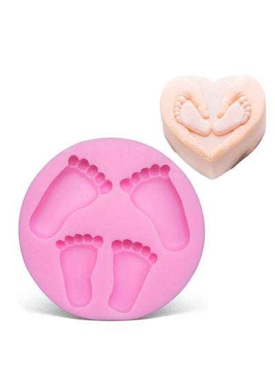 اشتري Food Grade Safety Non Stick-Flexible Silicone 3D Baby Foot Fondant Mold Baby Shower Cake Topper Decoration DIY Baking Mould for Sugarcraft Cake Chocolate, Crafting Decoration Pudding Handmade في الامارات