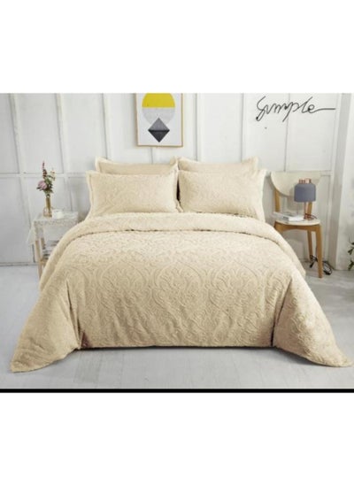 Buy COMFY BEIGE 6PC FLORAL EMBROIDERED KING SIZE COTTON COMFORTER SET in UAE